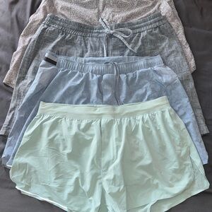 lululemon Men’s XL set of 4 Athletic Shorts - Mint, Light Blue, Gray, Speckled